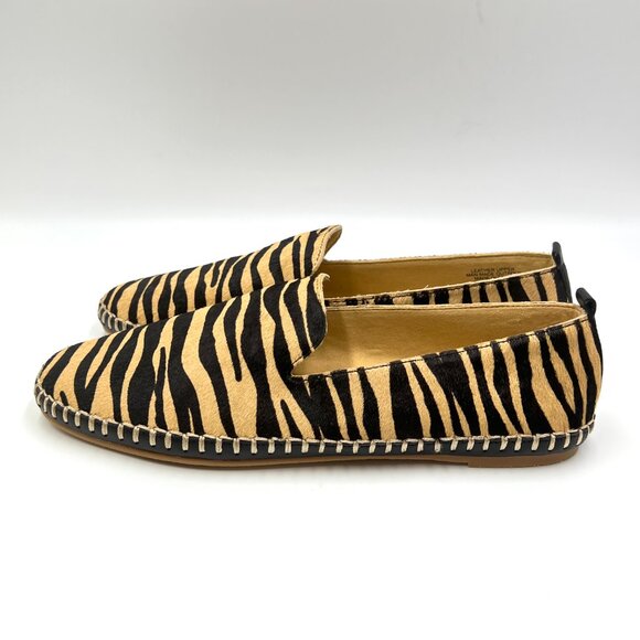Talbots Womens Size 8 Tiger Stripe Black Tan Leather Loafers Flats Shoes - Picture 7 of 14